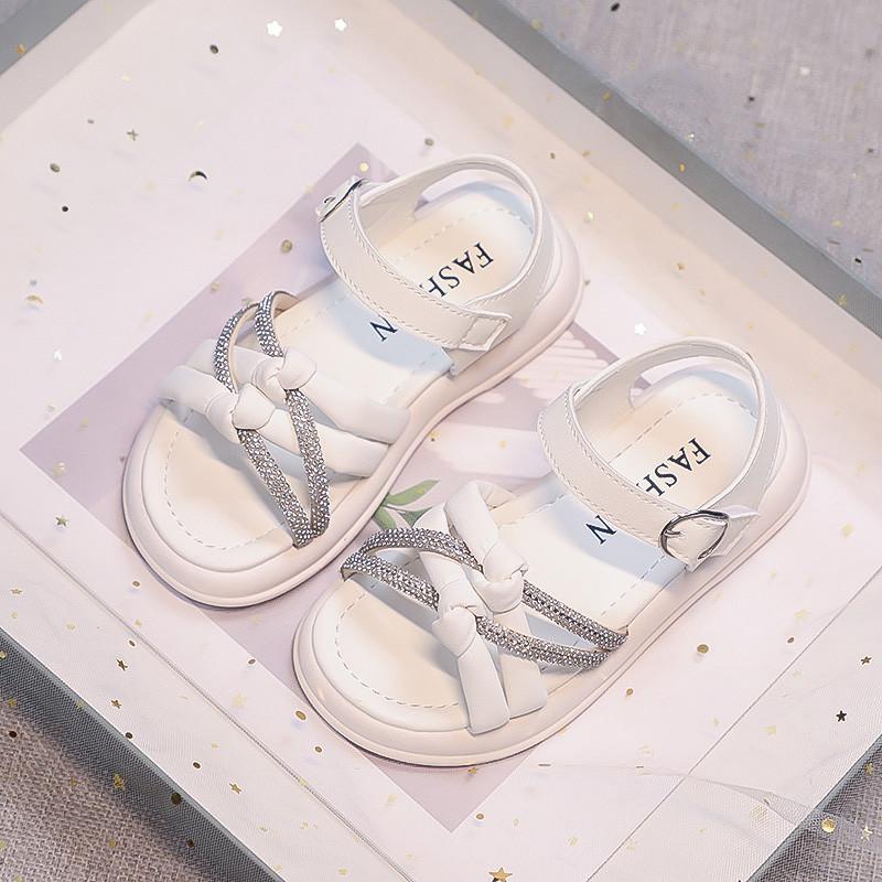 Girls' Minimalist Sandals Chic 2024 New Kids Versatile Princess Sandals for Vacation Girls Rhinestone Fairy Style Beach Shoes 1