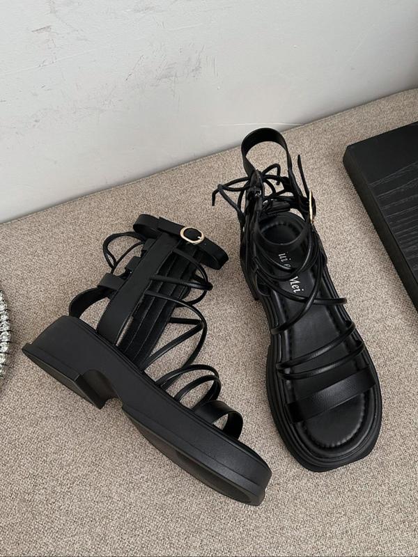 Women's Fashionable Solid Color Side Zipper Sandals, Casual Versatile Platform Sandals for Summer, Lightweight Breathable Comfortable Shoes for Daily Wear, Girl 3