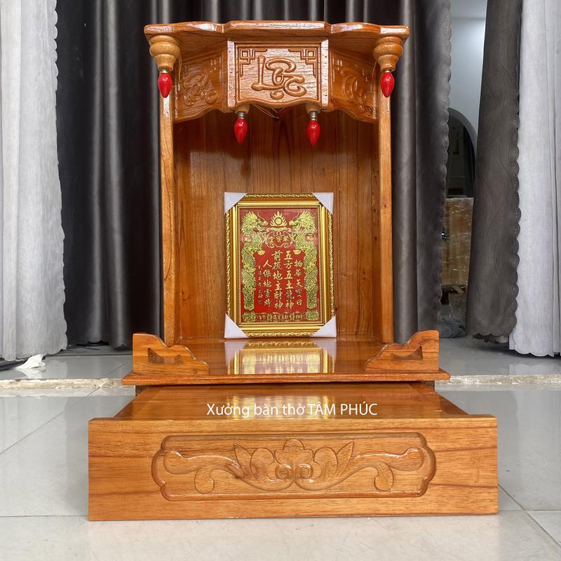 BÀN THỜ MINI_PHÚC LỘC THỌ Bàn thờ thần tài tủ thờ ông địa gỗ xoan đào tự nhiên 38cm 42cm vừa nhỏ mini màu nâu màu vàng giá tốt tận xưởng Trang Trí Nhà Decor Phòng Đồng