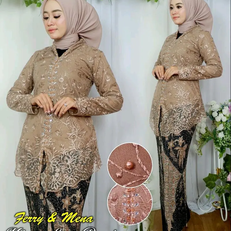 Setelan Kebaya Wisuda | Kebaya Encim Payet Tile Mutiara | Kebaya Kondangan | Lamaran | Tunangan | Pager Ayu | Kebaya Sambut Besan | Kebaya Melayu | Kebaya Wanita | Kebaya Elegan 1