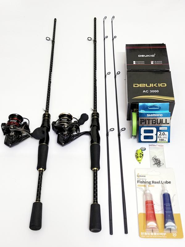 Bộ Cần Câu Lure Ceres Máy Đứng + Dầu Tra Máy + Dây PE 100m + Nhái Hơi + 5c Khóa Lure - Câu Cá Bắt Cá Đi Câu Fishing Câu Lure