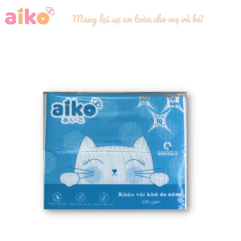 Khăn vải khô đa năng Aiko 500gr (cô mèo) - Size 18cm x 20cm cho Trẻ sơ sinh