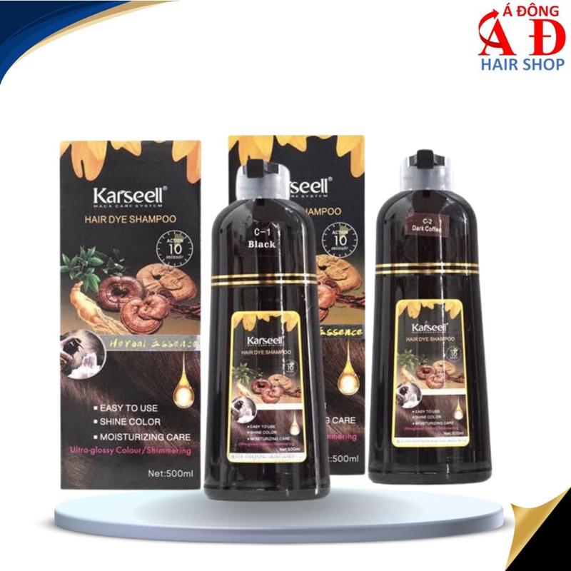 Dầu gội phủ bạc thảo dược Nâu - Đen Karseell Hair Dye Shampoo 10 phút 500ml Dưỡng Tóc Nữ