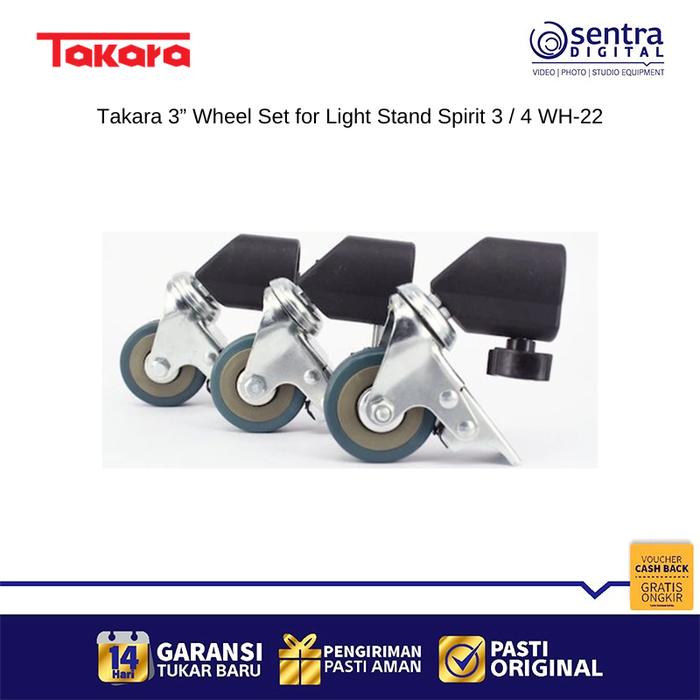 Gambar Takara WH-22 Wheel Set 3 Inch Light Stand Tripod Caster Stabilizer for Spirit 3 / 4 Studio Accessories dari Sentra Digital Kota Surabaya Tokopedia