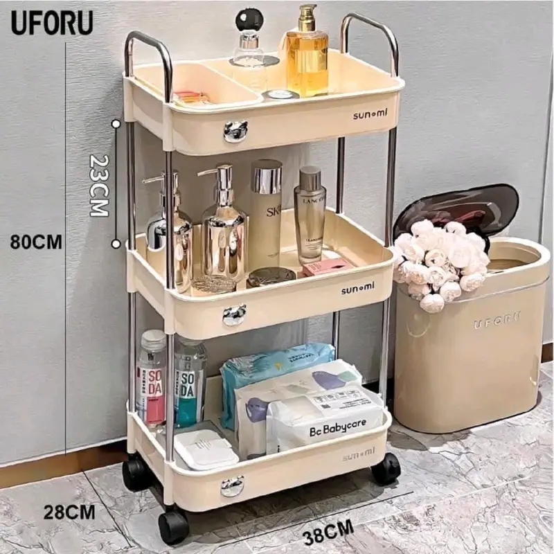 Kệ spa 3,4 tầng có bánh xe kệ để đồ đa năng 5