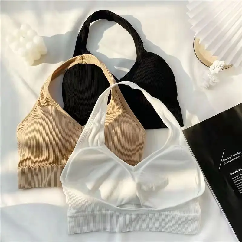 BRA519 Tanpa Kawat Tali Leher Bra Olahraga Wanita Nyaman Sport Bh 6