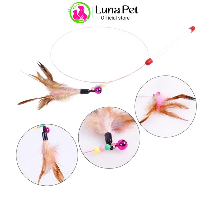 Đồ chơi mèo LunaPet DC03 - cần câu mèo dây thép gắng lông vũ