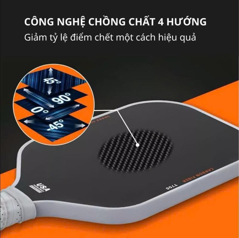 Vợt Pickleball Carbon T700 Pro 16mm Lõi Dày mặt vợt phủ carbon khối lượng siêu nhẹ mặt nhám bám bóng ( Tặng Kèm 1 bóng đấu ) Sport Thể Dục 7
