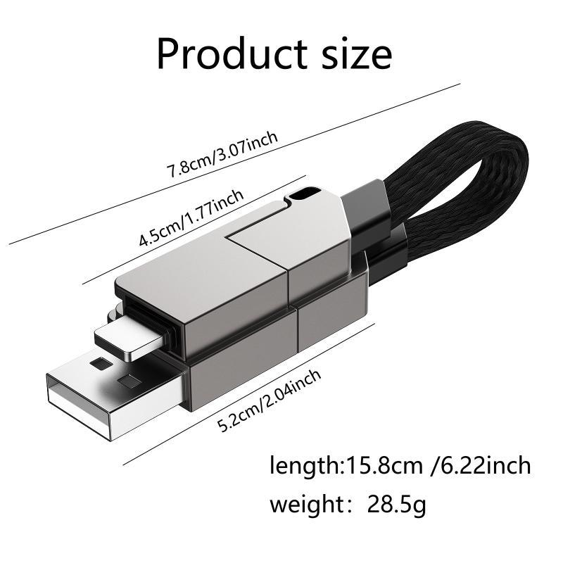 Portable 4 In 1 Type C 60W PD Fast Charging Cable, 1 Count Keychain Charging Cable PD Fast Charging Portable Compatible with TYPE-C60W Apple 27W Data Cable, Charger Connector, USB Cord, Electronic 1