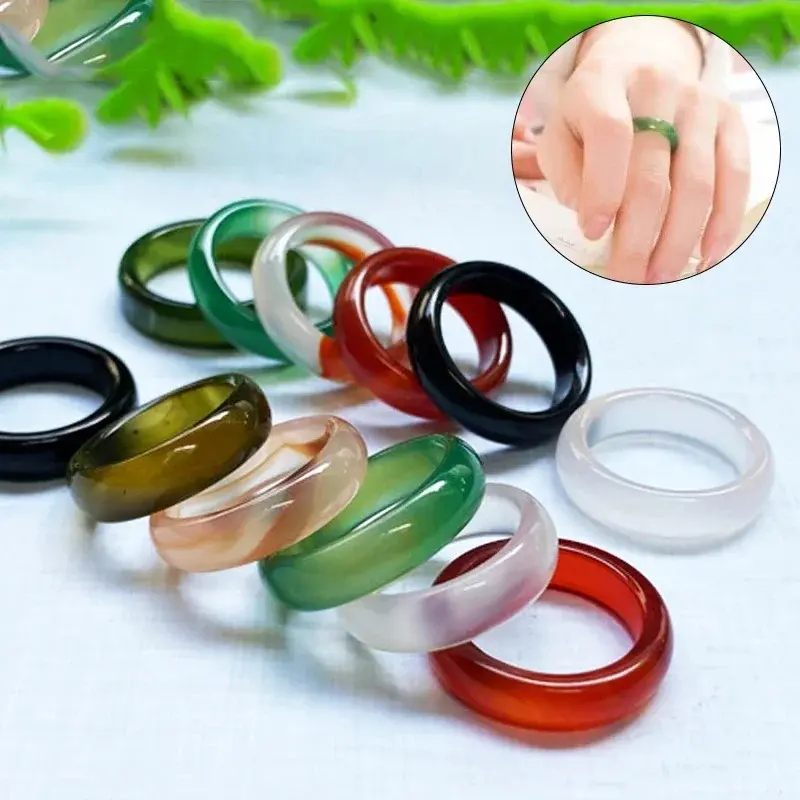 A small and fresh imitation of natural carnelian agate ice jade ring for fashion ring jewelry for men and women