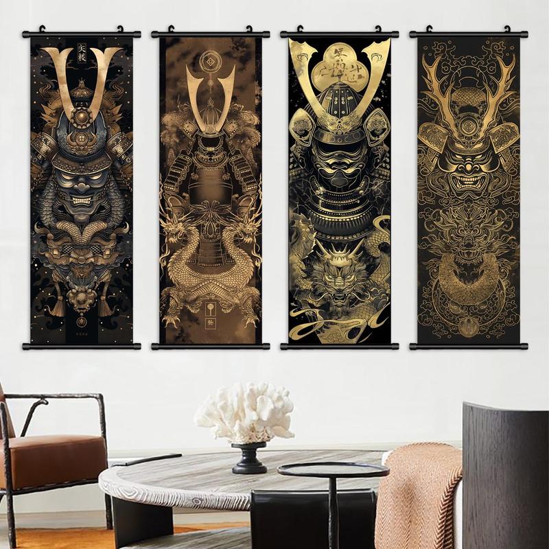 Samurai Pattern Hanging Picture, 1/4counts Creative Modern Wall Hanging Decor, Wall Art Decor for Home Living Room Bedroom, Room Decor, Home Decor 2