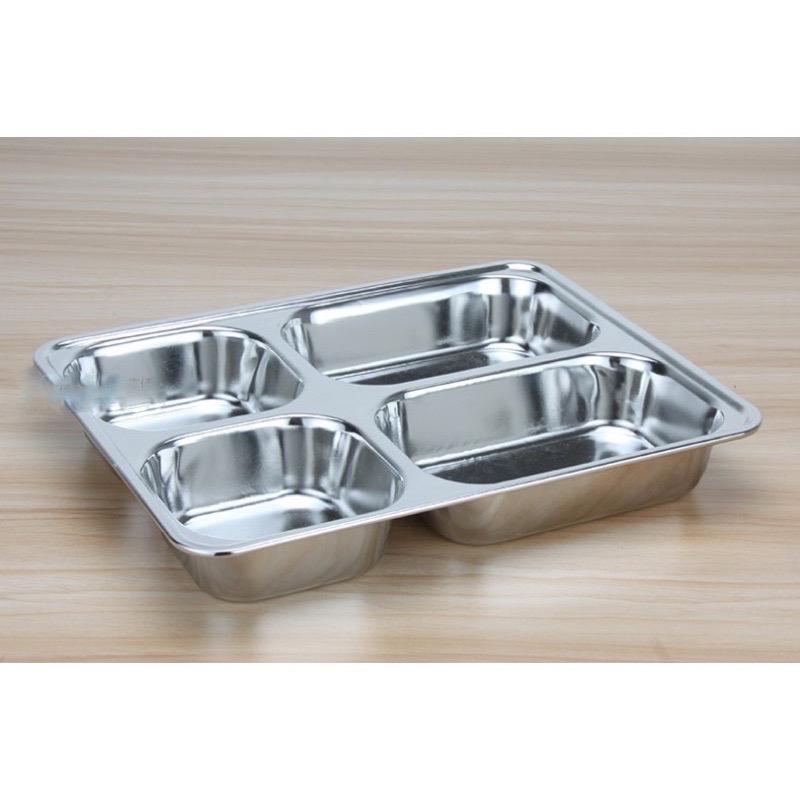 (Giá sỉ) KHAY CƠM INOX 4 NGĂN HÀN QUỐC GIÁ RẺ ( Tặng kèm muỗng inox)