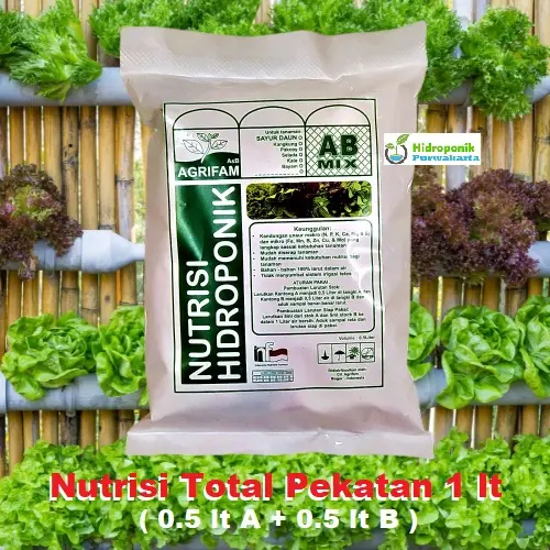 NUTRISI HIDROPONIK AB MIX SAYURAN DAUN MURAH TOTAL 1 LITER PEKATAN UNTUK 100 LITER AIR TANDON