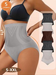 Women's Solid Color High Waist Shapewear Panty, Tummy Control Butt Lifting Shapewear Bottoms, Seamless Shaper for Daily Wear