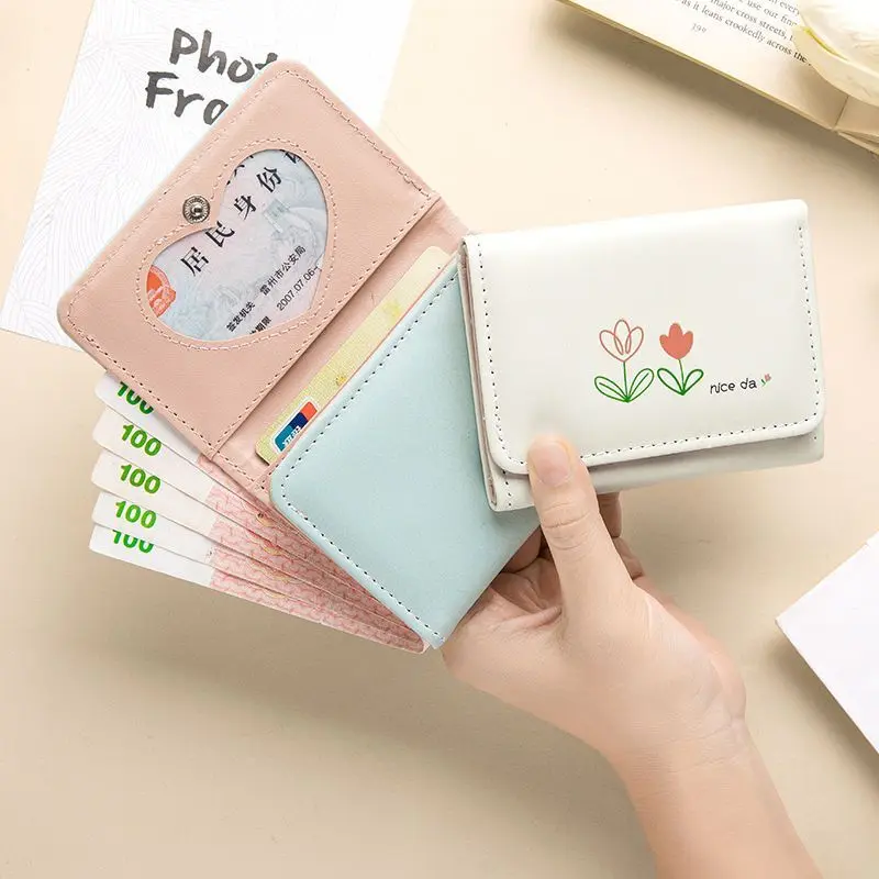 Tulip Small Wallet Ins Simple Retro Women's Small Exquisite Simple Student Simple Coin Purse Wallet