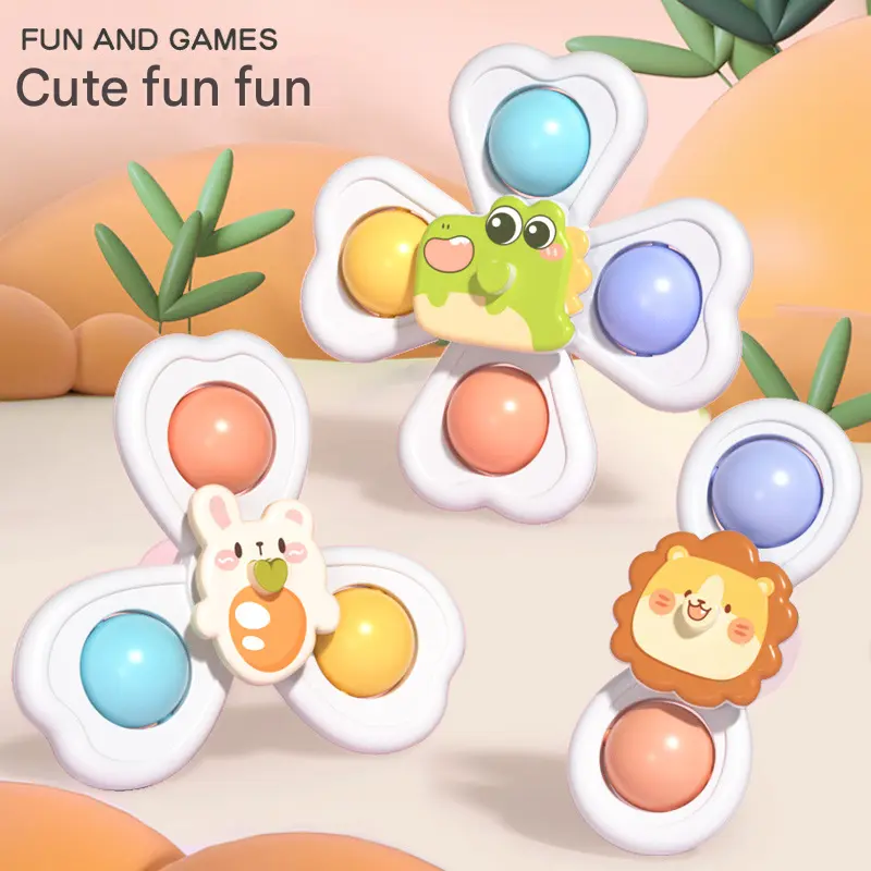 WNDR Mainan Spinner Bayi Tempel 3 PCS dengan suction | Mainan Fidget Spinner anak dengan perekat