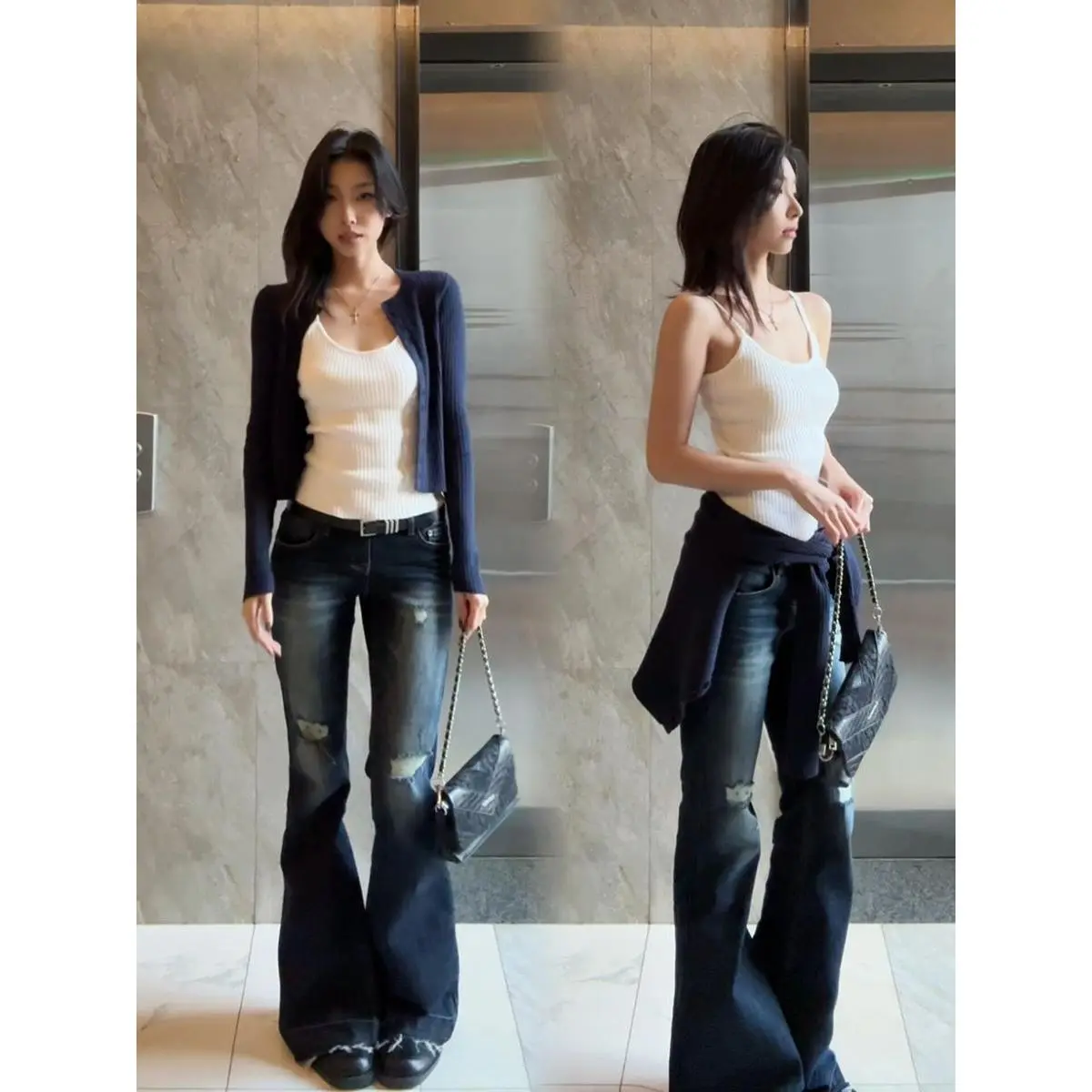 [Store Hot Sale] American Retro Korean Style Women's Spring and Autumn Short Layered Camisole Vest Versatile Design Slimming Student Trend