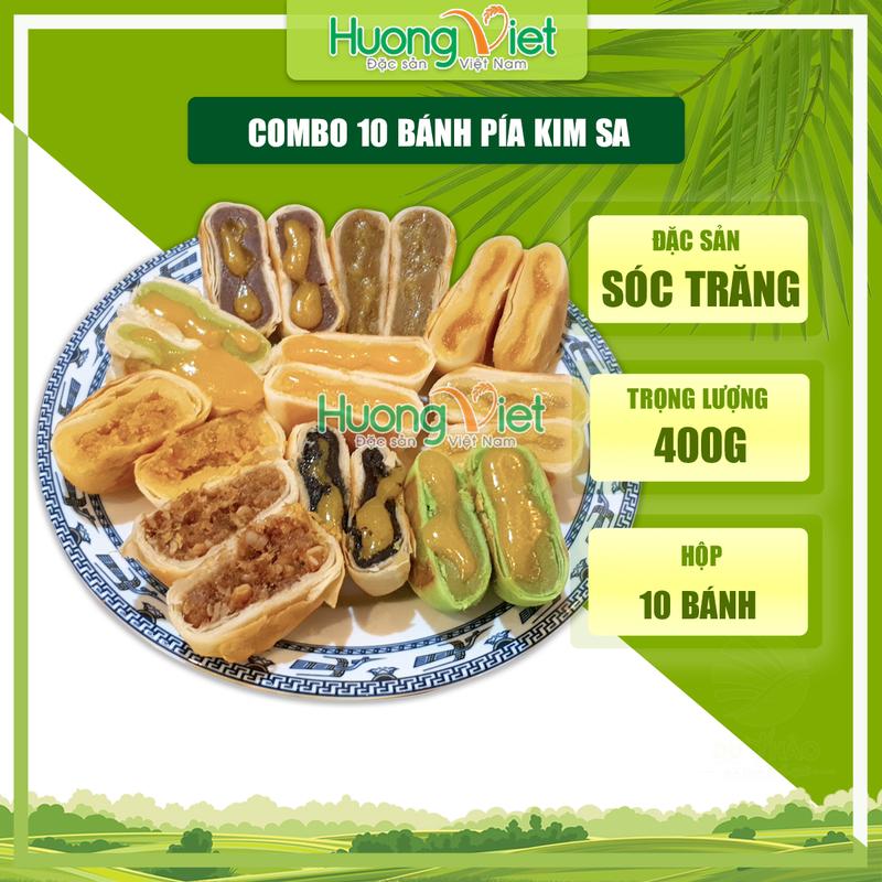Combo 10 vị bánh pía kim sa Sóc Trăng, Bánh pía Tân Huê Viên 10 bánh 10 vị khác nhau