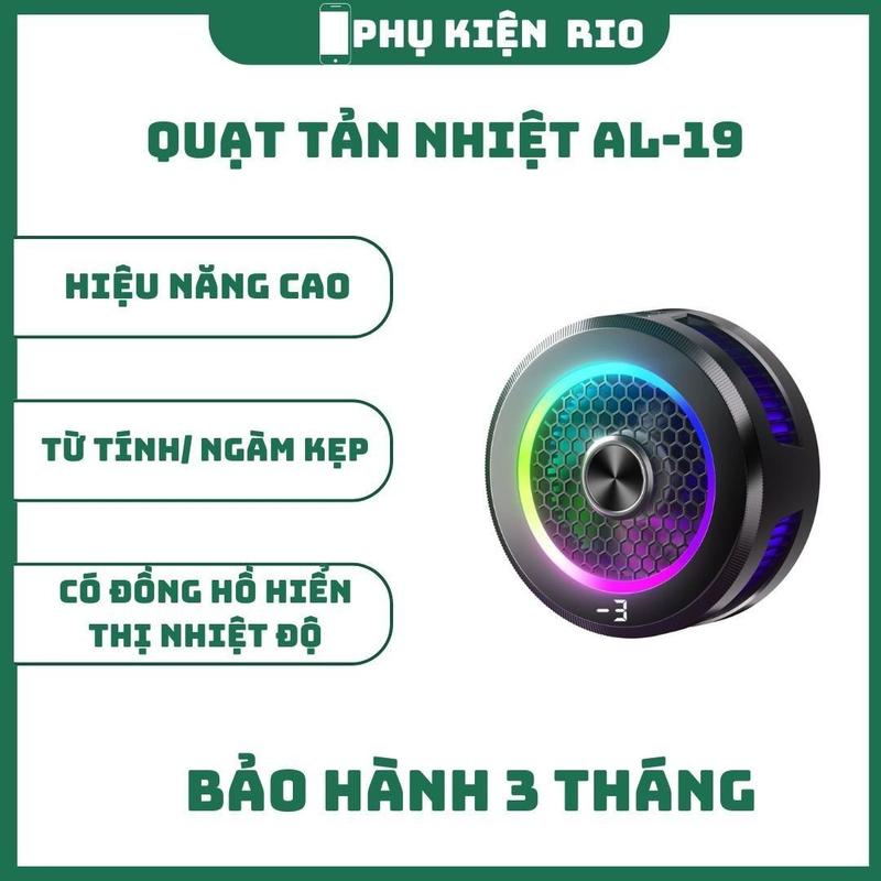 Quạt tản nhiệt điện thoại AL19 sò lạnh từ tính màn hình hiển thị nhiệt độ Led RGB Gaming Mobile sò  lạnh sò  lạnh