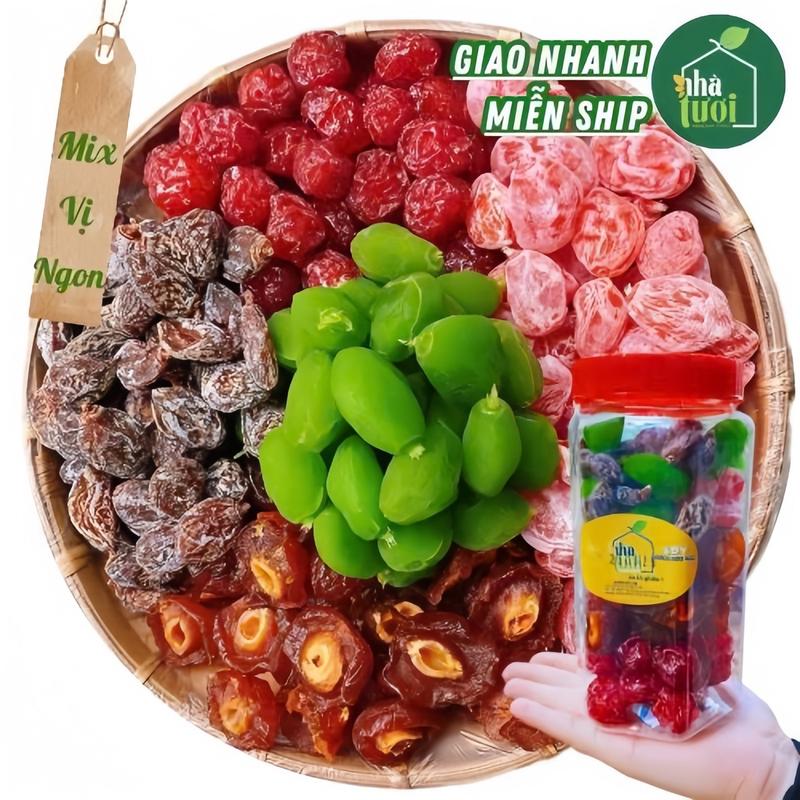  Ô Mai Xí Muội Mix 5 Vị Tuyển Chọn Đặc Biệt Ngon  Hộp 500G  VƯỜN TƯƠI Food Snack Ăn Vặt 