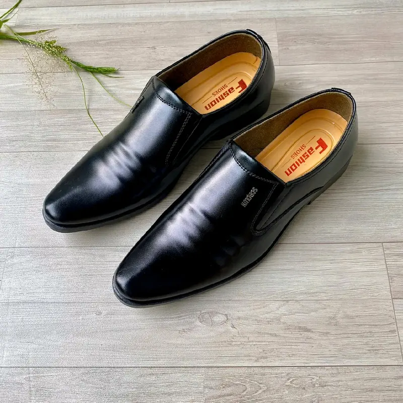 BH 1 năm-Giày Tây công sở Mã DK01,giày da bò trơn sản xuất thủ công tại langc nghề truyền thống.Đế căo su khâu chắc chắn. 1