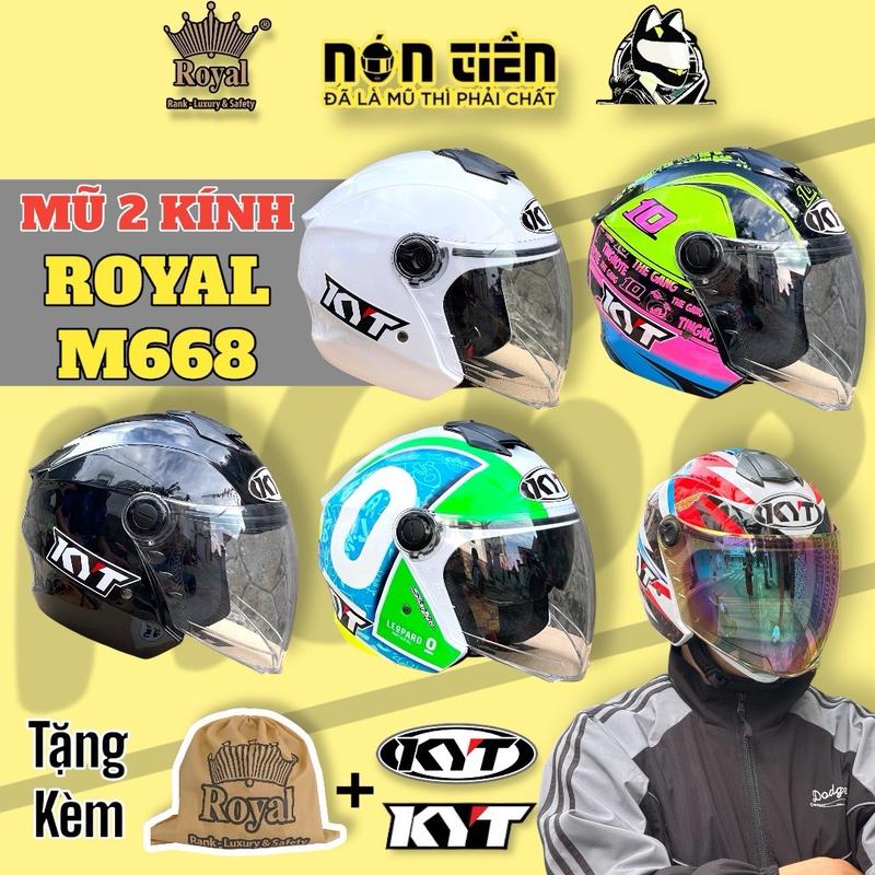 (Mũ 2 Kính) Mũ Bảo Hiểm 3/4 2 Kính M668 Đủ Màu lên logo KYT và Bảo Hành 12 tháng