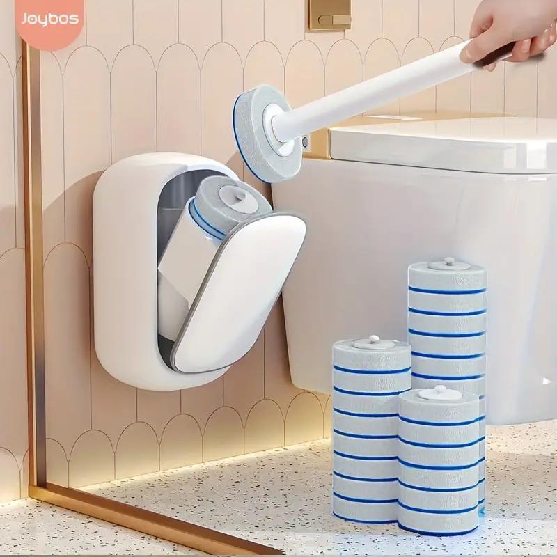 Toilet Brush with Wall Mounted Holder, 1/2 Sets Disposable Toilet Cleaning Brush with Heads, Bathroom Cleaning Tool for Home Hotel Dormitory 0