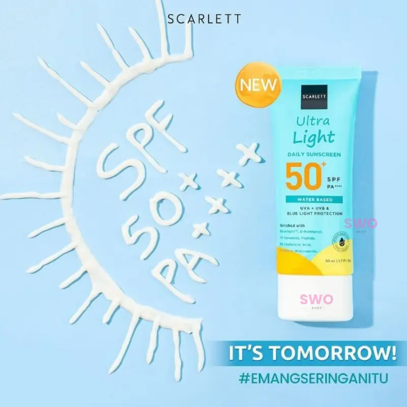 Scarlett Whitening Ultra Light Daily Sunscreen SPF50 | Oily Skin Friendly | Sunscreen Kulit Berminyak Acid Ceramide Wajah Hyaluronic 0