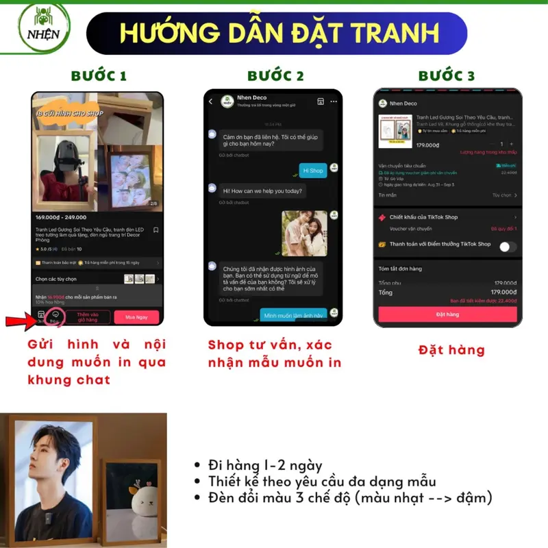 Tranh Led Gương Soi Phát Sáng Theo Yêu Cầu, tranh đèn LED treo tường decor làm quà tặng tình yêu, gương soi bật đèn phát sáng đèn ngủ thông minh 3