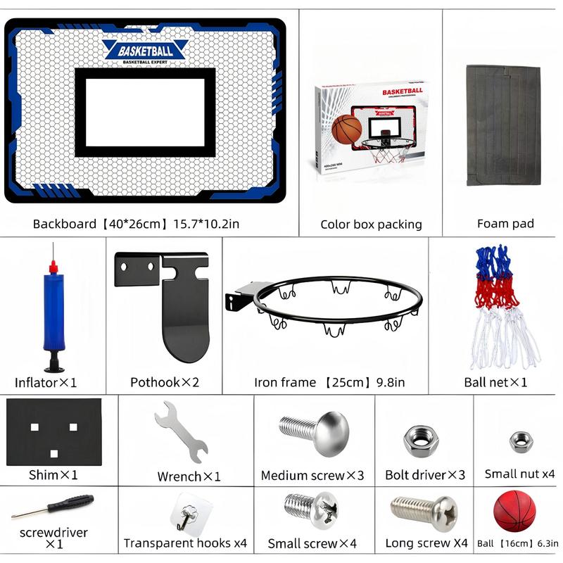 Basketball Backboard, 1 Set Indoor Basketball Hoop with Foldable Flex Rim, Basketball Hoop for Boys Girls Teens, Sports Equipment for Indoor Outdoor Use 3