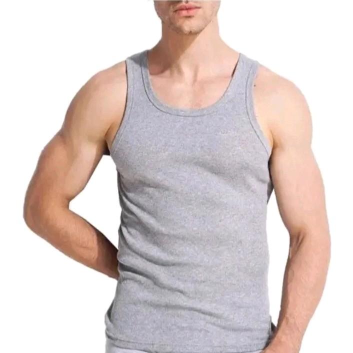 PAKET HEMAT 3 PCS Kaos singlet dalaman pria polos Slim-fitting Katun Santai Oblong Hitam Dewasa Cowok Distro Atasan Keren 0
