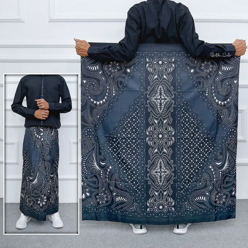 Sarung Batik Gus Iqdam Series - Sarung Batik Dewasa Santri Putra Putri Halus Adem Lembut Printing Katun Muslim Motif Pekalongan Hitam 2