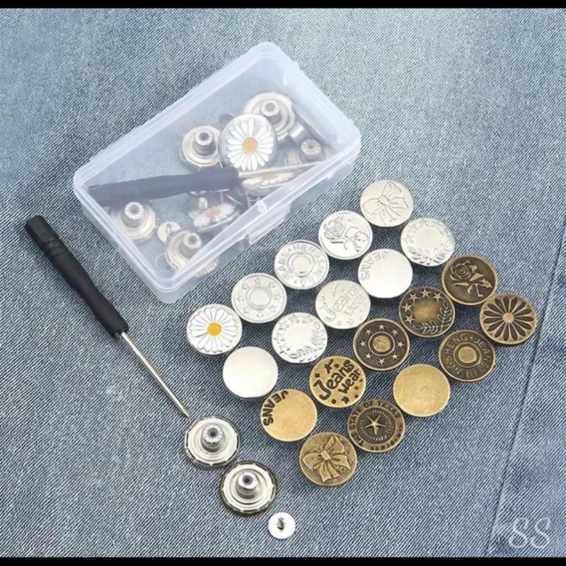 Bộ Vít Cúc Quần Jean 42 Chi Tiết, Nút Quần Jean, Khuy Cài Bằng Kim Loại Điều Chỉnh Thắt Lưng Quần Jean