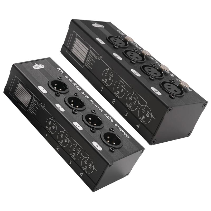 Bộ mở rộng Ethernet XLR / DMX Audio RJ45 Cat5 / Cat6, 1 cặp, Bộ thu phát mở…