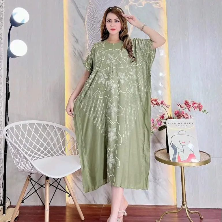 Daster Lowo jumbo Busui Santa A-line Polos Bunga Jalan Manis Liburan 5