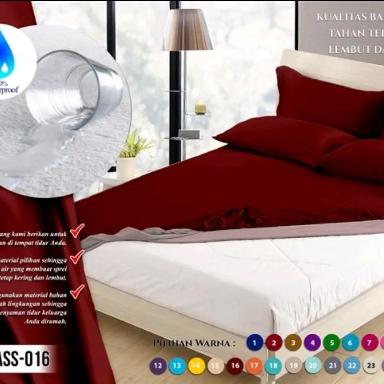 Sprei Waterproof 180x200 CM Anti Air Tersedia Untuk Tinggi Kasur 20,30 Dan 40 CM Kualitas Premium 8