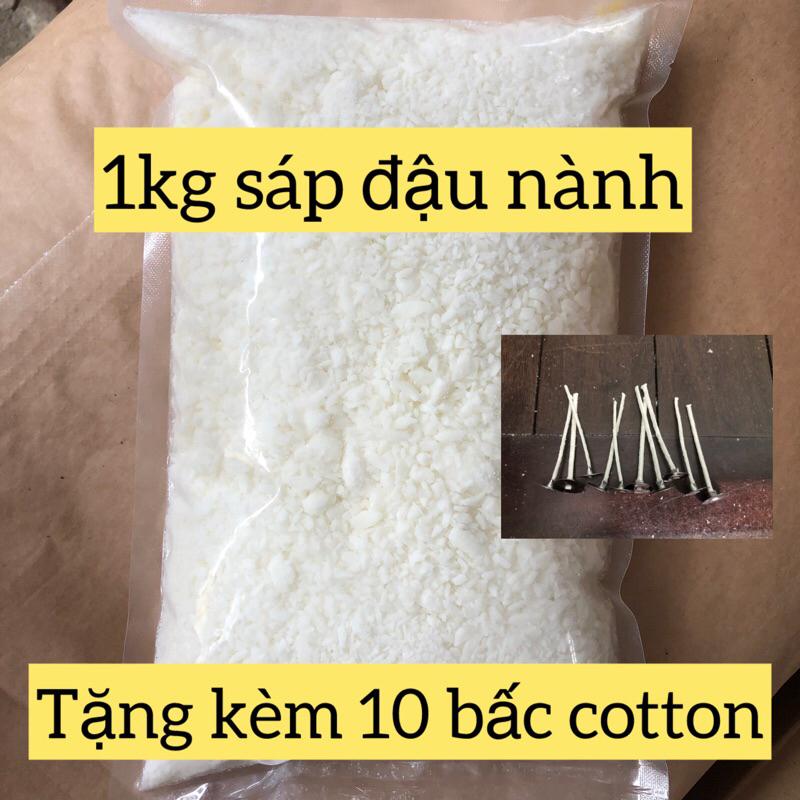 [Tặng bấc nến] 1kg sáp đậu nành tự nhiên làm nến thơm an toàn tặng bấc cotton Diy nguyên  liệu