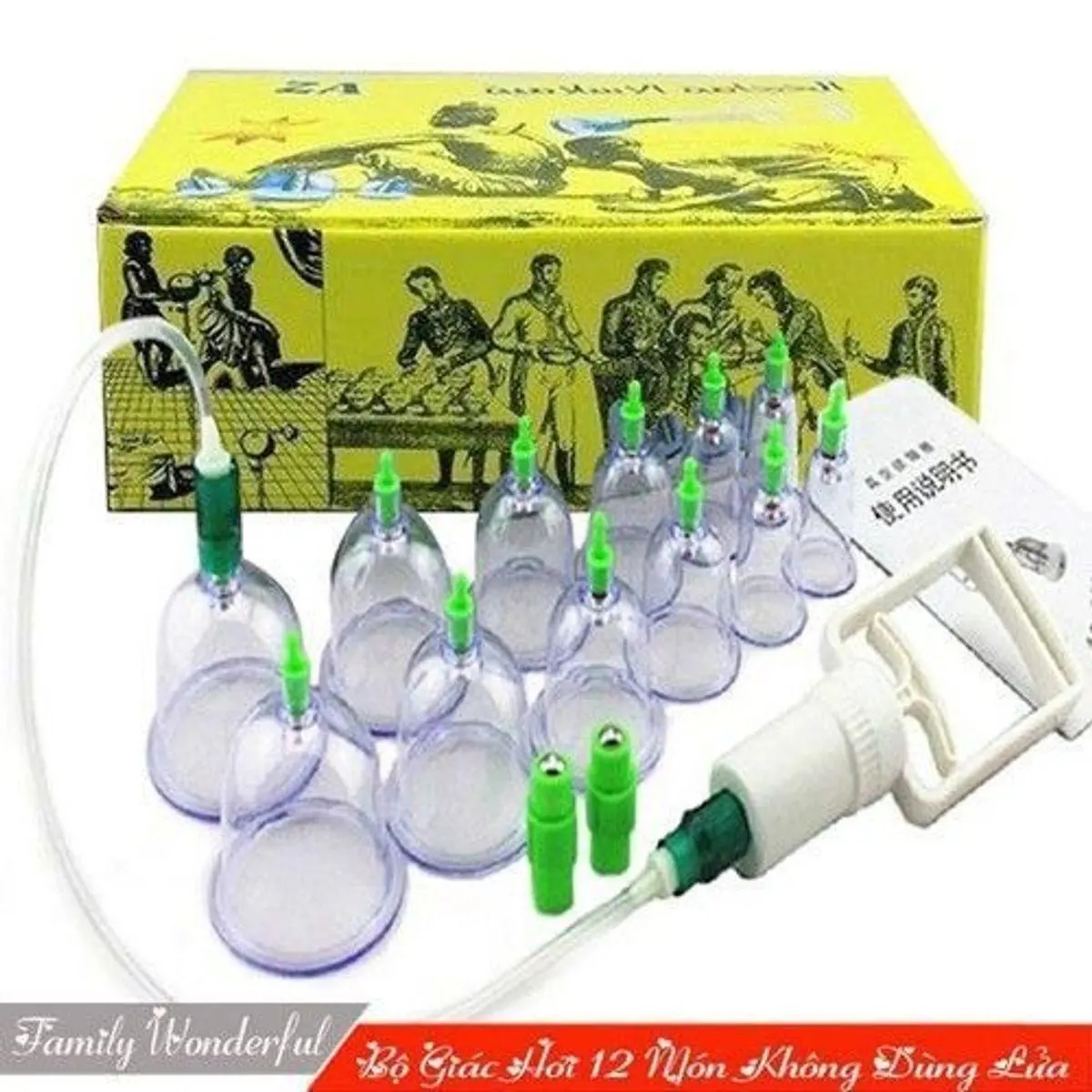 Bộ Giác Hơi 12 Món Không Dùng Lửa Sử Dụng Dễ Dàng Bằng Bơm Tay