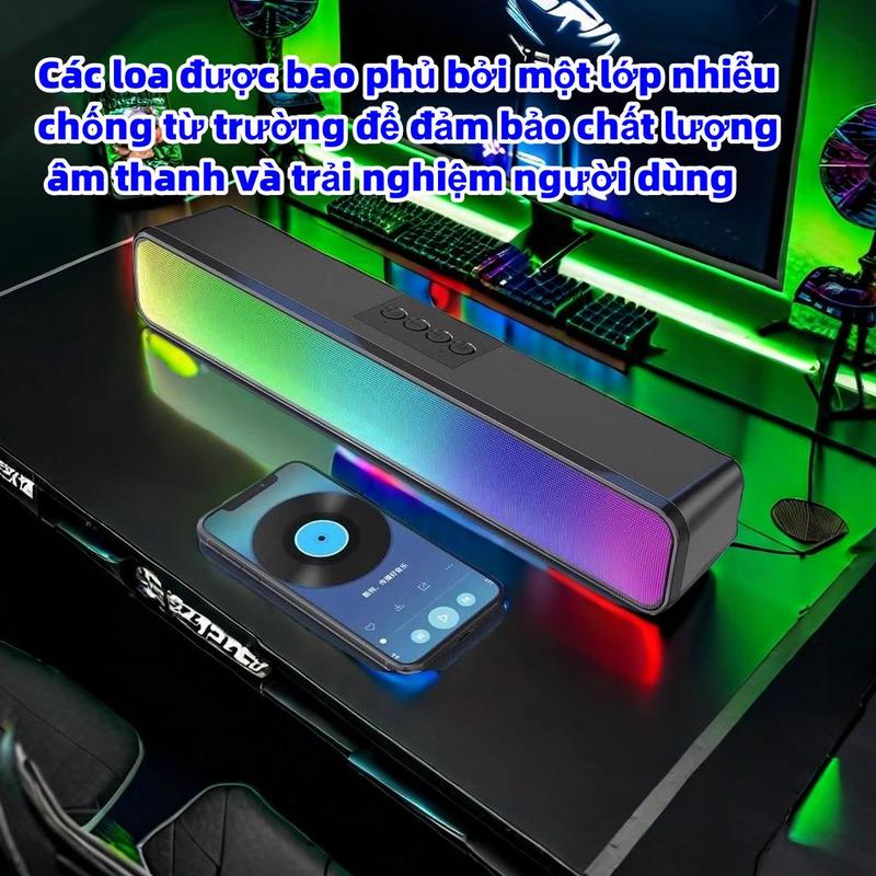 Loa Bluetooth công suất lớn âm thanh vòm 3D có đèn Led RGB 1600mAh theo nhạc Kết nối máy tính laptop pc điện thoại ipad Củ Loa Nghe Nhạc