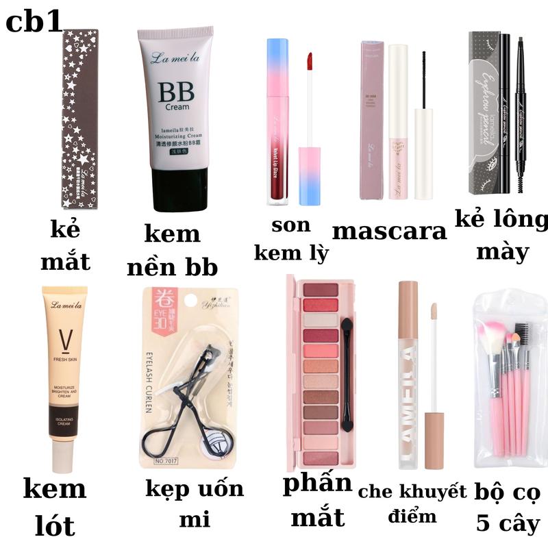 Bộ Mỹ Phẩm Trang Điểm Đầy Đủ Son Kem Che Khuyết Điểm Kem Lót Son Môi Women Nữ Cosmetic Phấn Phủ Perfume