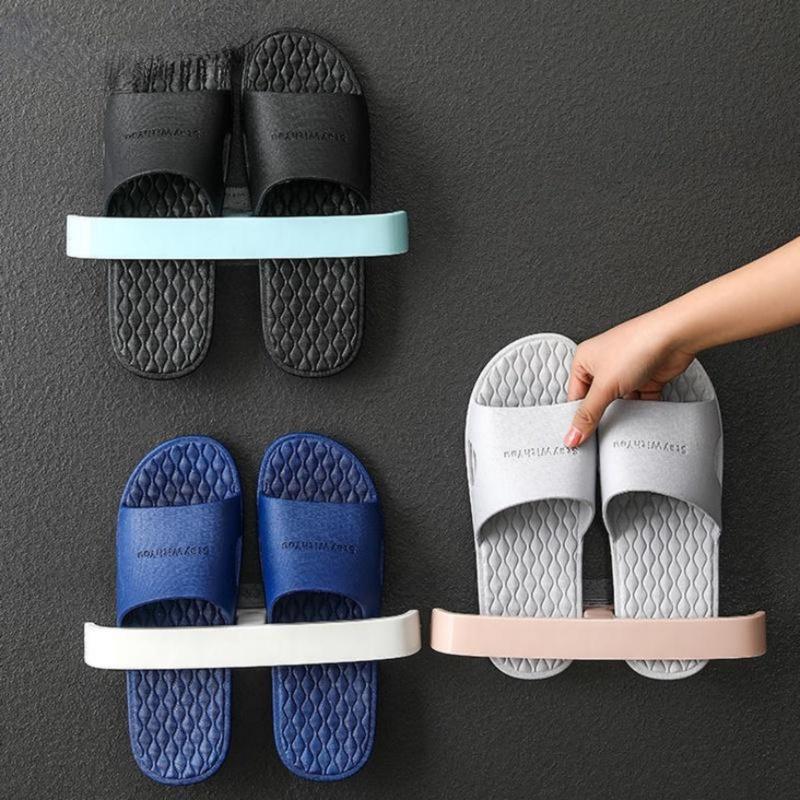 Giá Để Dép Treo Tường, Hàng Mới Về, Không Cần Đục Lỗ, Móc Treo Đồ Lặt Vặt, Chịu Lực, Thích Hợp Cho Khăn Và Thoát Nước, Tiết Kiệm Không Gian, Giá Để Giày Trong Phòng Tắm, Cuộc Sống Dễ Dàng 0