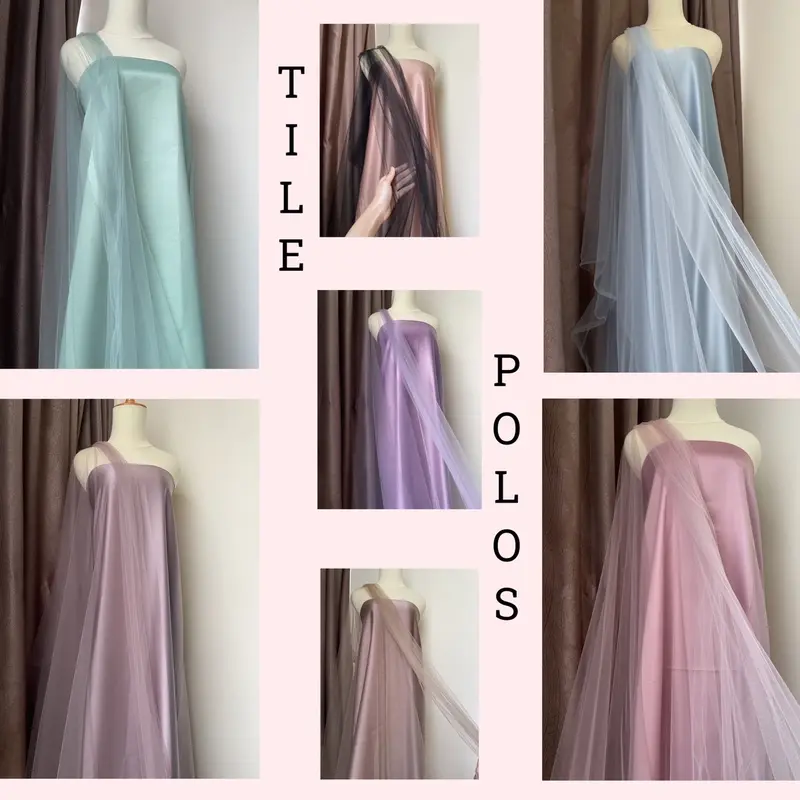 Bahan Kain Soft Tile Tule Tulle Polos Premium Jaring Kelambu Warna Rosegold Sky Blue Sage Green Hitam Hijau 0