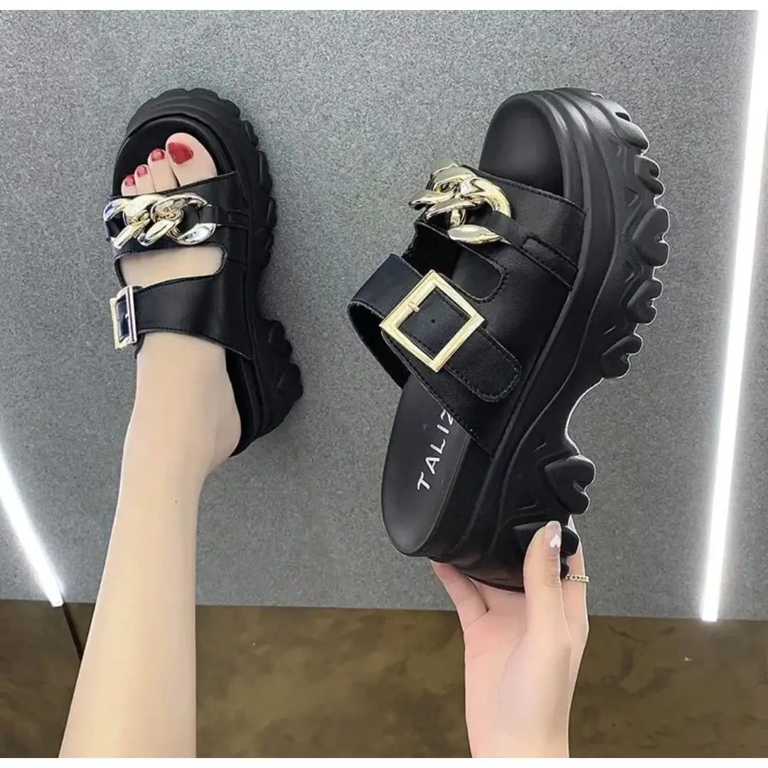ck-sandal wedges wanita tali gesper ban dua  sp-194