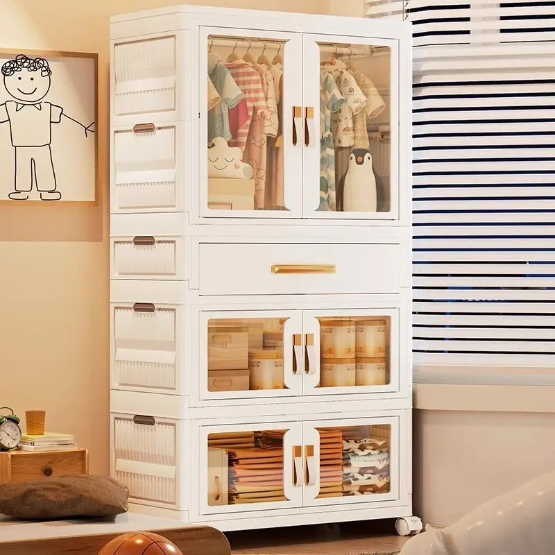 [SG Sellers] Installation-Free Children's Wardrobe Baby Wardrobe Simple Drawer Storage Locker