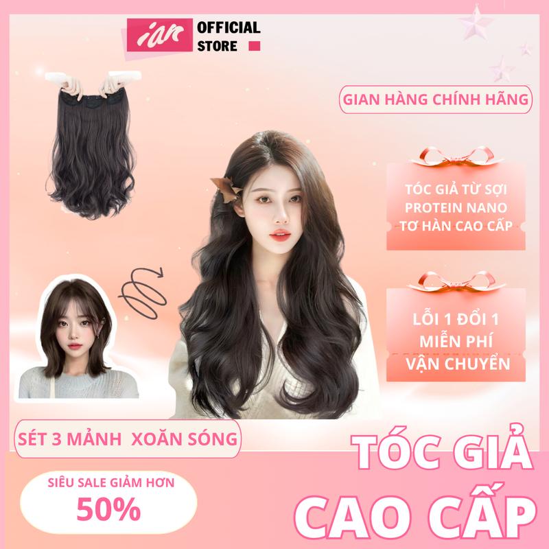 Tóc kẹp 3 xoăn sóng cao cấp Tóc giả kẹp- Tóc kẹp phồng chân tóc Women Wig