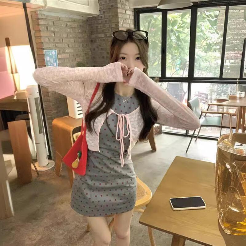 Váy Vest Chấm Bi, Phong Cách Pháp, Ôm Vừa Vặn Và Bó Sát Thanh Lịch, Không Tay, Thích Hợp Cho Mùa Hè Của Phụ Nữ, Hàng Mới Về Năm 2025, Phong Cách Cô Gái Nóng Bỏng, Ôm Hông, Váy Ngắn 3