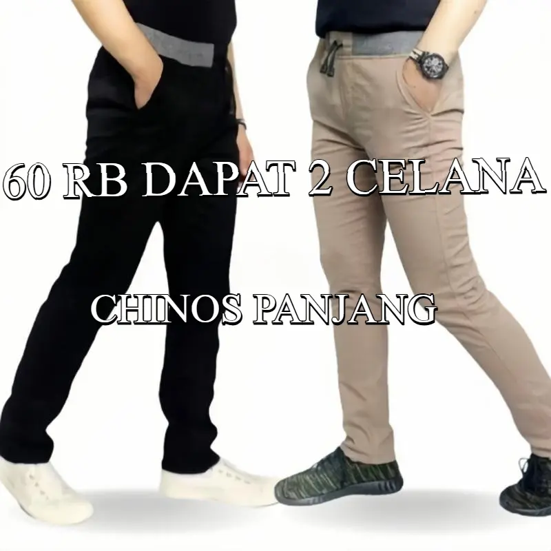 60 RIBU DAPAT 2 CELANA CHINOS PANJANG KATUN TWILL PINGGANG RIB STRETCH DENGAN TALI STOPER Celana Formal Kerja Casual Daily Harian Santai Pria Dewasa Size 27-38
