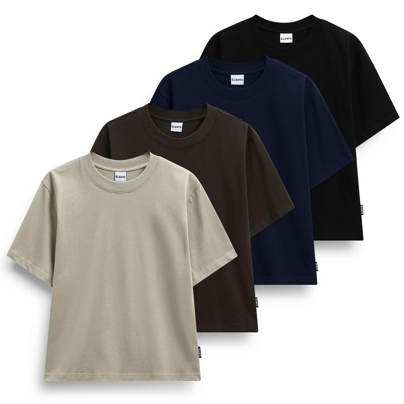 XẢ HÀNG Áo Thun Trơn Boxy Fit Nam Nữ Boxy Cotton 260gsm ÉLENTS ESST096