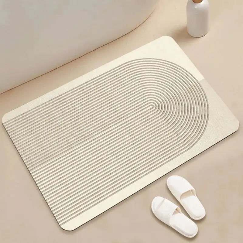 Keset Diatomite Kamar Mandi Serap Air Empuk Anti Slip Cepat Kering Keset Kaki Pintu Masuk ah - Lengkung, 40cm*60cm