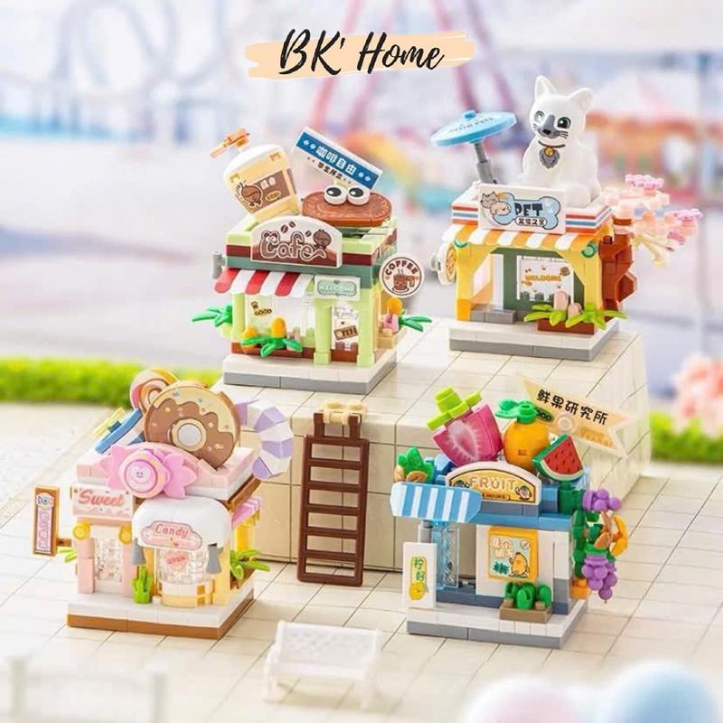 Đồ chơi lắp ráp khối xây dựng LOZ  mô hình Quán ăn vặt, Con vật Mini khối gạch micro bé xíu Tháo Lắp Toy